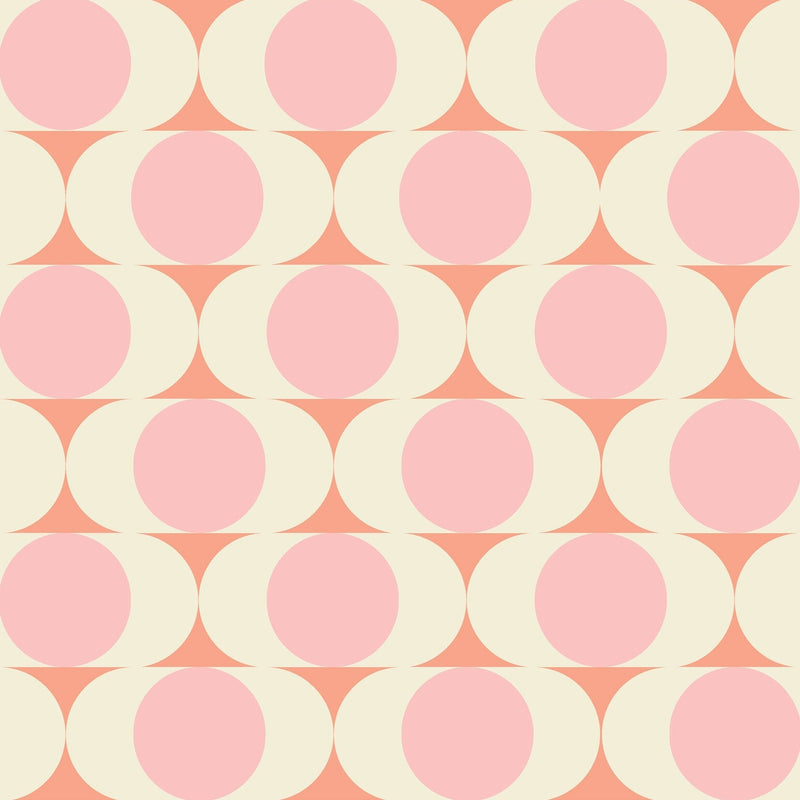 Mid Century Modern Wallpaper - Retro Pink and Peach Circles
