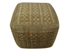 Geometrical Hand Woven Natural Brown and Black Textured jute Pouf
