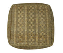 Geometrical Hand Woven Natural Brown and Black Textured jute Pouf