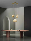 GobekUsa Geometry Marble LED Chandelier for Living Room Kitchen Island