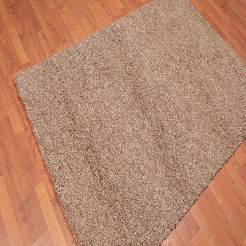 4' x 6' Hand Knotted Rare Authentic Artisanat Wool Morroccan Rabat Area Rug Tan