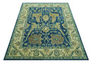 Blue And Beige Traditional Hand Tufted Turkish Premium Wool Area Rug - Custom Made by The Rug Decor