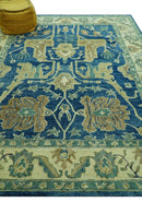 Blue And Beige Traditional Hand Tufted Turkish Premium Wool Area Rug - Custom Made by The Rug Decor