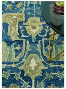 Blue And Beige Traditional Hand Tufted Turkish Premium Wool Area Rug - Custom Made by The Rug Decor