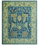 Blue And Beige Traditional Hand Tufted Turkish Premium Wool Area Rug - Custom Made by The Rug Decor