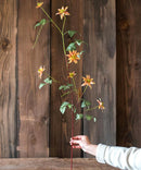 Faux Silk Artificial German Clematis Flower Stem in Orange 40" Tall