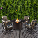 Aluminum 44-in Round Antique Copper Fire Table Set with Rocking Chairs