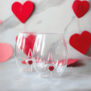 3D Gnome Heart Stemless Wine Glasses by Jersey Art Glass