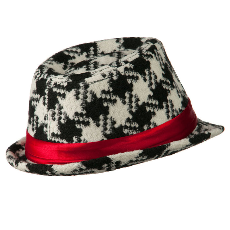 Girls Acrylic Blend Houndstooth Fedora