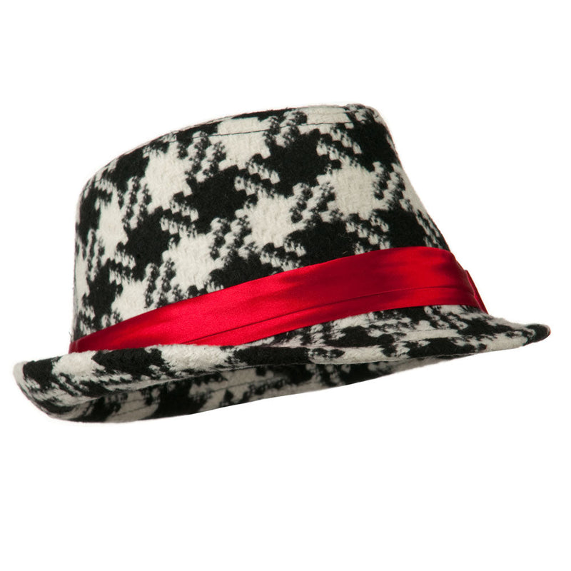 Girls Acrylic Blend Houndstooth Fedora