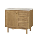 James Martin Laurent 36" Dual Mount Single Bathroom Vanity, Light Natural Oak