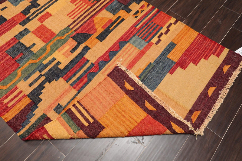 4' x 6'3" Hand Woven Wool Turkish Kilim Flatweave Area Rug Contemporary