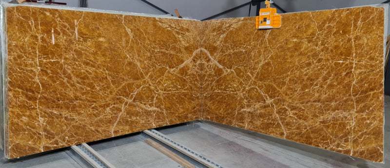 Giallo Siena Bookmatching Polished Marble Slab