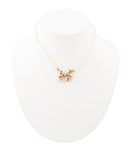 Gifted Freshwater White Pearl Golden Bow Pendant Necklace