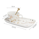 GobekUsa Gilded Marble Texture Ceramic Cup & Saucer Set for Dining Table Tea & Coffee