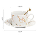 GobekUsa Gilded Marble Texture Ceramic Cup & Saucer Set for Dining Table Tea & Coffee