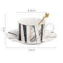 GobekUsa Gilded Marble Texture Ceramic Cup & Saucer Set for Dining Table Tea & Coffee