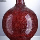 GobekUsa Gilded Red Glass Vase with Artificial Flowers - Modern Desk Decor