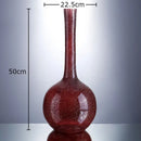 GobekUsa Gilded Red Glass Vase with Artificial Flowers - Modern Desk Decor