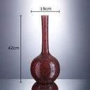 GobekUsa Gilded Red Glass Vase with Artificial Flowers - Modern Desk Decor