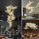 GobekUsa Ginkgo Biloba Chandelier: Elegant Duplex Living Room Hotel Lobby Pendant Light