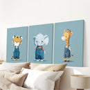 Safari Nursery Wall Art Set of 3. Baby Elephant, Giraffe, Tiger by Wall Art Set