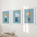Safari Nursery Wall Art Set of 3. Baby Elephant, Giraffe, Tiger by Wall Art Set