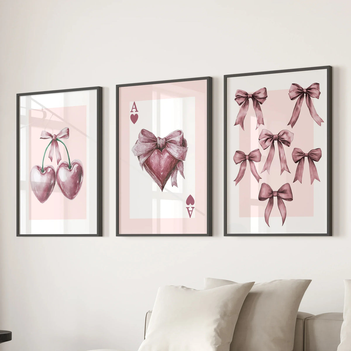 Coquette Cherry Wall Art Set of 3. Pink Romantic Decor, photo 11 of 15