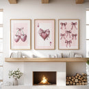 Coquette Cherry Wall Art Set of 3. Pink Romantic Decor by Wall Art Set