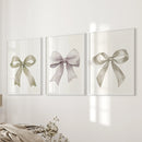 Aesthetic Bow Wall Art Set of 3. Neutral Gallery Set by Wall Art Set