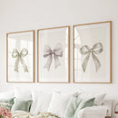 Aesthetic Bow Wall Art Set of 3. Neutral Gallery Set by Wall Art Set
