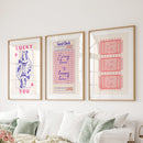 Guest Check, Playing Card Art. Retro Dopamine Set of 3 Prints by Wall Art Set