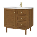 James Martin Laurent 36" Dual Mount Single Bathroom Vanity, Honey Oak