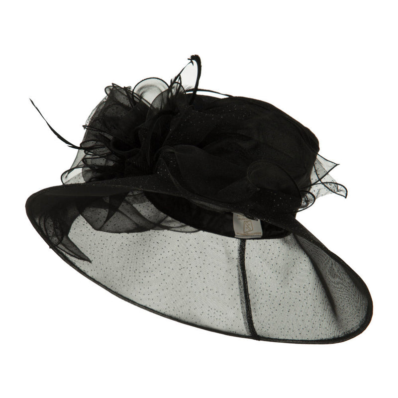 Glitter Big Bow Organza Hat