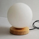 GobekUsa Glass Ball LED Table Lamp Wooden Round Desk Night Light