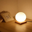 GobekUsa Glass Ball LED Table Lamp Wooden Round Desk Night Light