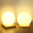 GobekUsa Glass Ball LED Table Lamp Wooden Round Desk Night Light