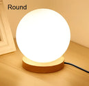 GobekUsa Glass Ball LED Table Lamp Wooden Round Desk Night Light