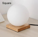 GobekUsa Glass Ball LED Table Lamp Wooden Round Desk Night Light