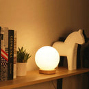 GobekUsa Glass Ball LED Table Lamp Wooden Round Desk Night Light