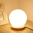 GobekUsa Glass Ball LED Table Lamp Wooden Round Desk Night Light