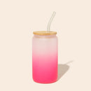 Glass Can Tumbler with Glass Straw