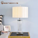 GobekUsa Glass Crystal Cylinder Table Lamp White Black Lampshade LED Desk Bedside Lamp