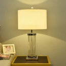 GobekUsa Glass Crystal Cylinder Table Lamp White Black Lampshade LED Desk Bedside Lamp