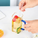 Glass drinking cups with straw and lid – kitchen colored handle mugs by Decorbites