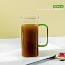 Glass drinking cups with straw and lid – kitchen colored handle mugs by Decorbites