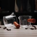 Glass espresso pitcher with wooden handle kitchen measuring cup by Decorbites