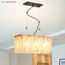 GobekUsa Beige Glass Island Pendant Light with Modernist Style, 4 Heads - Dining Room Lighting