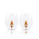 3D Pumpkin Gnome Stemless Wine Glasses by Jersey Art Glass