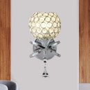 GobekUsa Globe Cutout Metal Shade Crystal Wall Sconce in Gold with Dropped Crystal Ball Accent